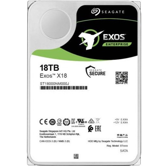 Seagate Exos X18 ST18000NM001J 18 TB Hard Drive - Internal - SATA (SATA/600) - 7200rpm - 5 Year Warranty SATA SED