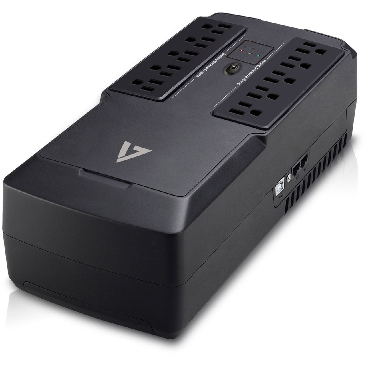 V7 UPS 550VA Desktop with 10 Outlets (UPS1DT550-1N) - Desktop - 8 Hour Recharge - 2 Minute Stand-by -120 V AC Input - 10