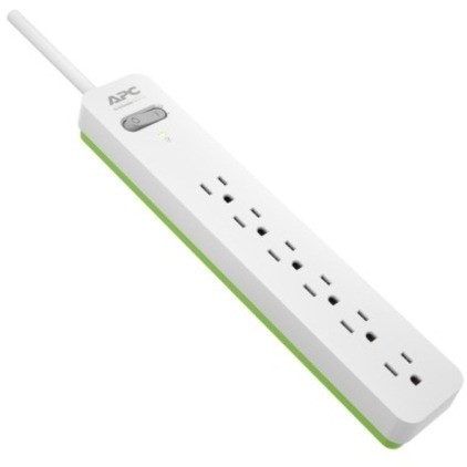 APC Essential SurgeArrest PE66W, 6 Outlets, 6 Foot Cord, 120V, White - 6 x NEMA L5-15R - 1080 J - 120 V Input
