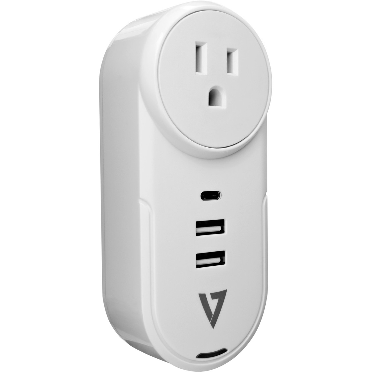 V7 1 OUTLET SURGE PROTECTOR 400J 2 USB-A / 1 USB-C CHARGE PORTS WHT - PWUSBCUS