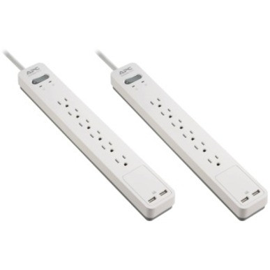 APC Surgearrest Essential 6-Outlet Surge Suppressor/Protector - 6 X Nema 5-15R, 2 X Usb - 1080 J - 120 V Ac Input - PE64U2WGDP