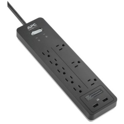 APC Surgearrest Home/Office 8-Outlet Surge Suppressor/Protector - 8 X Nema 5-15R, 2 X Usb - 2160 J - 120 V Ac Input - 120 V Ac Output - PH8U2