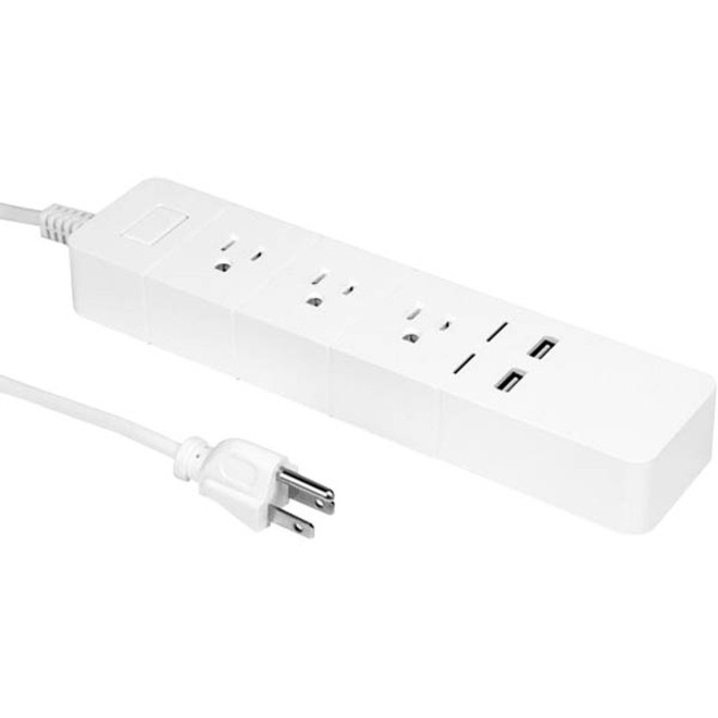 Aluratek 3-Outlet Surge Suppressor/Protector - 3 x AC Power, 2 x USB- ASHPS05F