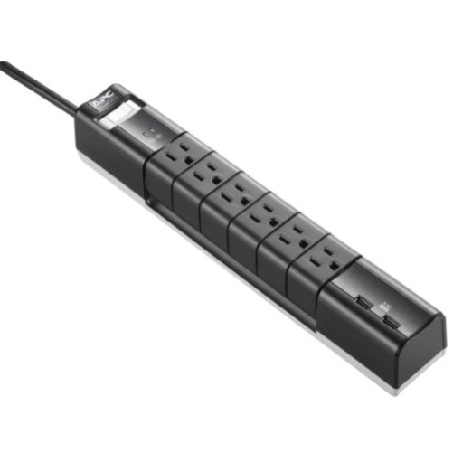 APC Surgearrest Essential 6-Outlet Surge Suppressor/Protector - 6 X Nema 5-15R, 2 X Usb - 1800 Va - 1080 J - 120 V Ac Input - PE6RU3