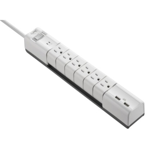 APC SurgeArrest Essential 6-Outlet Surge Suppressor/Protector - 6 x NEMA 5-15R, 2 x USB - 1800 VA - 1080 J - 120 V AC Input- PE6RU3W