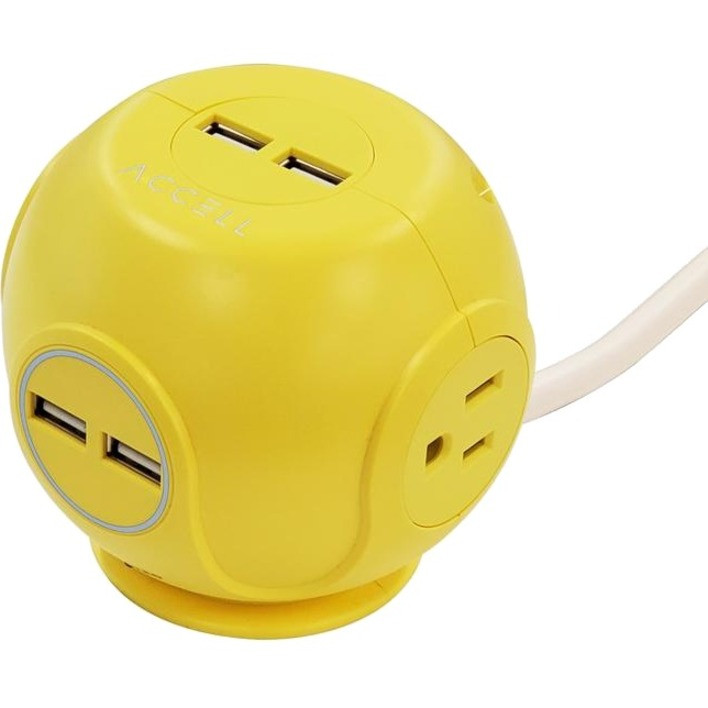 Accell Power Cutie D080B-049D 3-Outlet Surge Suppressor/Protector - 3 x AC Power, 4 x USB - 1800 VA - 540 J - 120 V AC Input - D080B-049D
