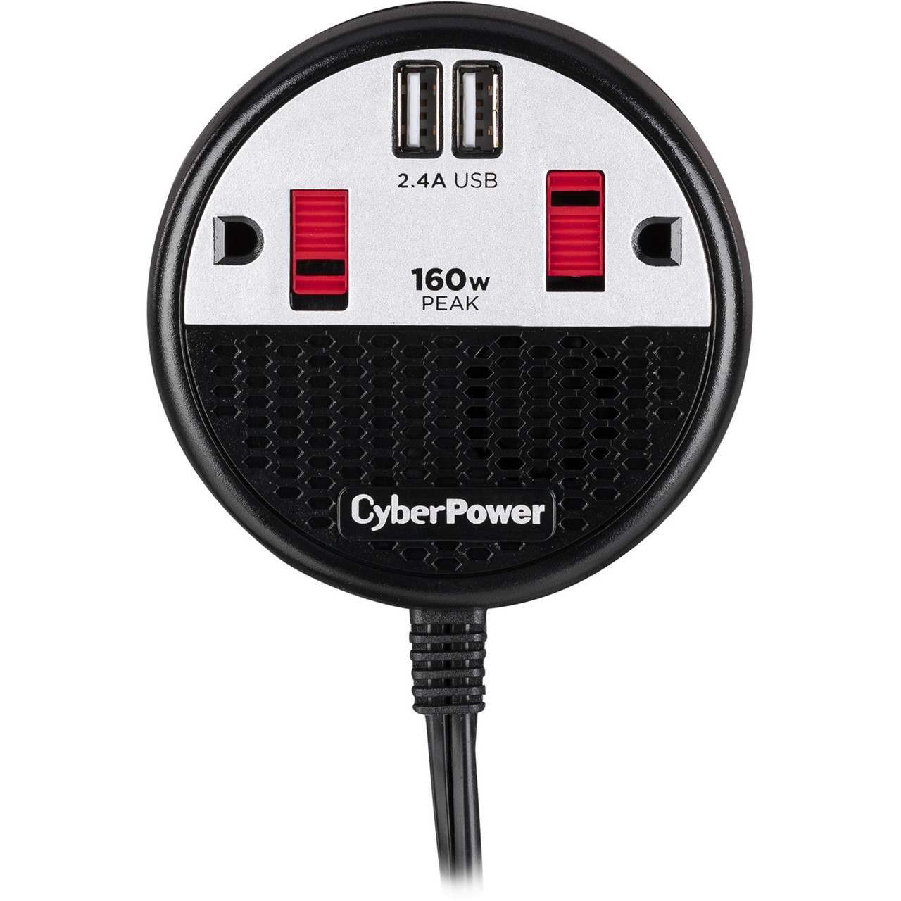 CyberPower CPS160PPB2U 160 W Power Inverter Black - 12VDC Auto Power Port, 120 VAC, 120 W, 2 USB Port(s) - 2.4 Amps (Shared), Black, 2YR Warranty - CPS160PPB2U