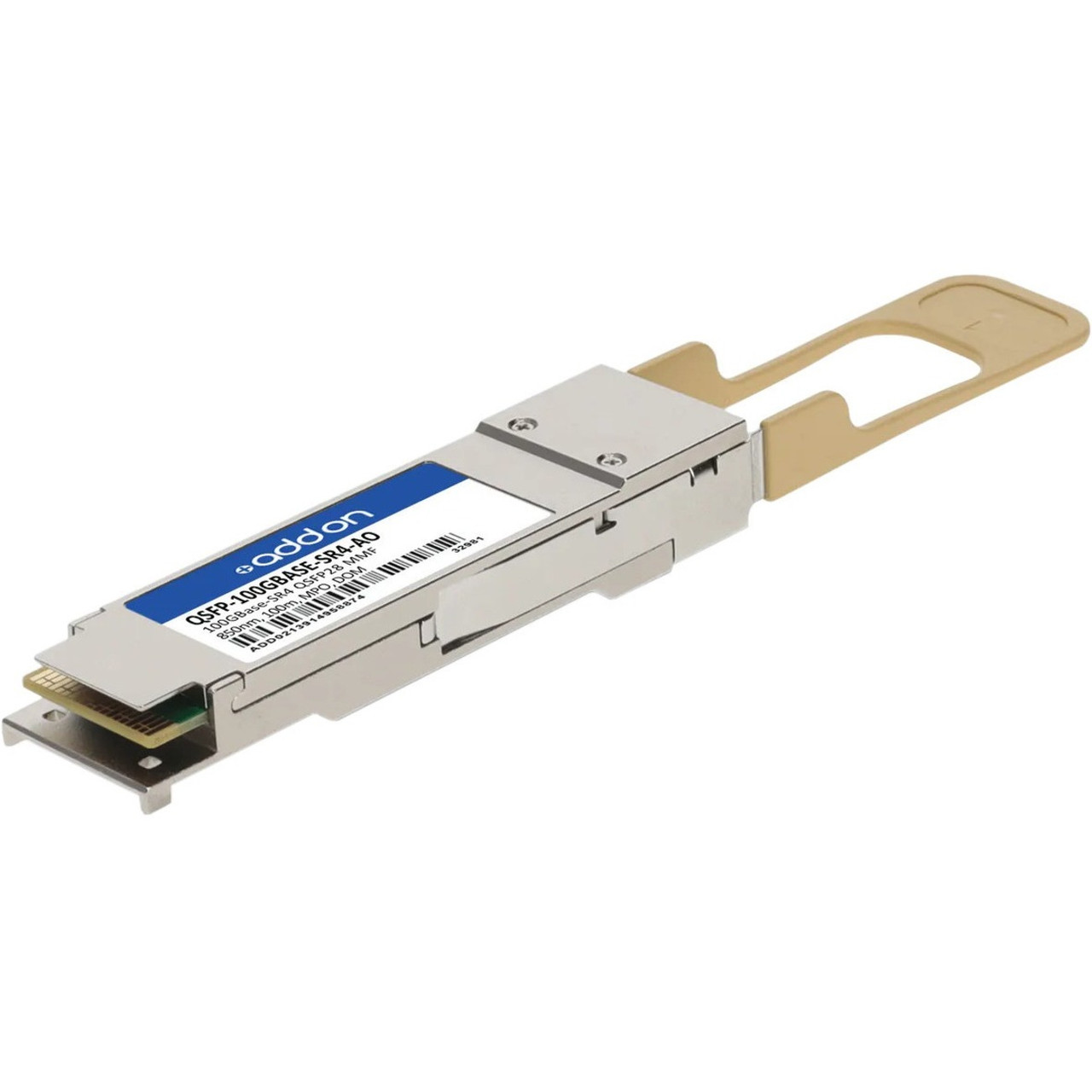 AddOn Juniper Networks QSFP28 Module - For Optical Network, Data Networking - 1 x MPO 100GBase-SR4 Network - Optical Fiber - Multi-mode - 100 Gigabit Ethernet - 100GBase-SR4 - Hot-swappable - TAA Compliant - QSFP-100GBASE-SR4-AO
