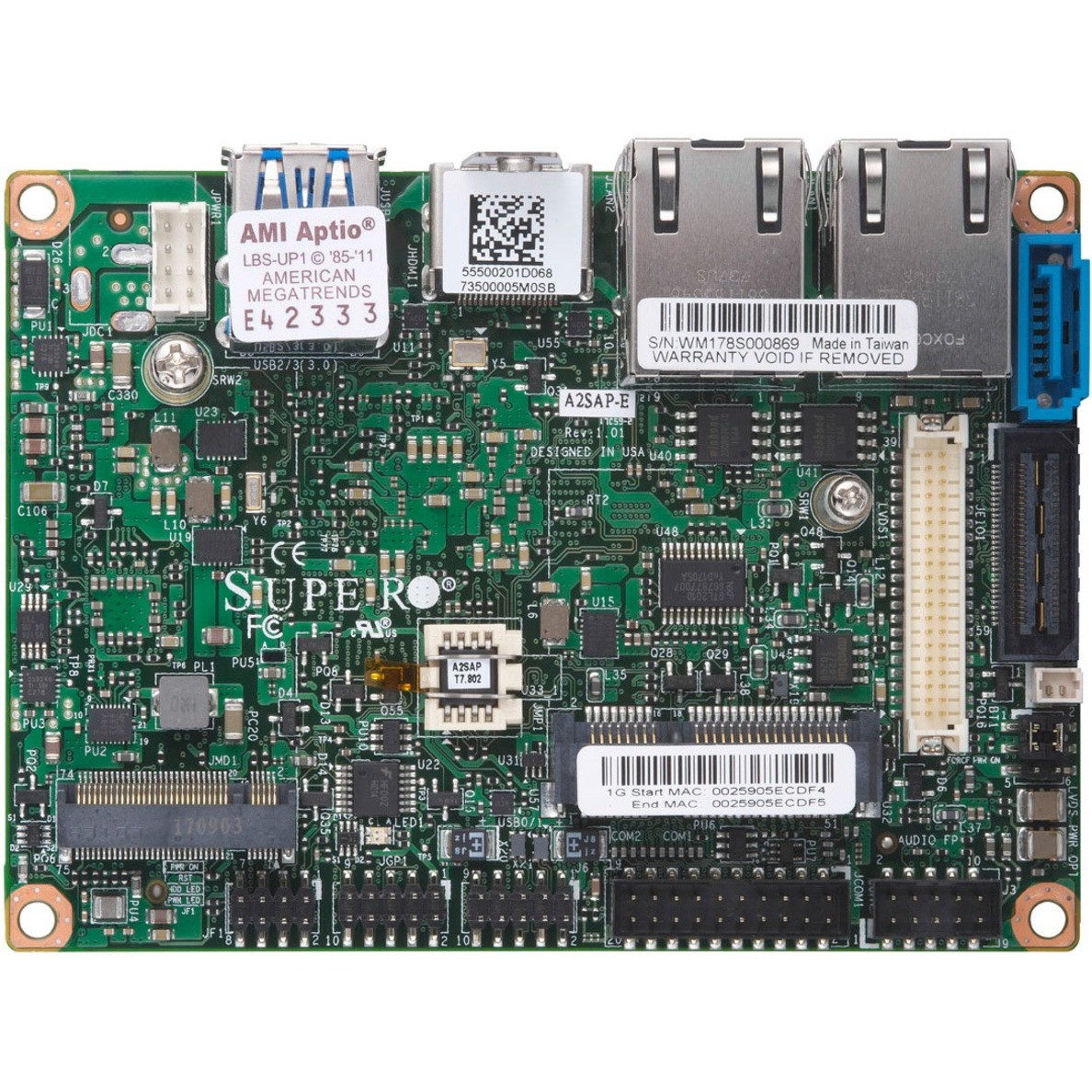 Supermicro A2SAP-L Server Motherboard - Intel Chipset - Socket BGA-1296 - Pico ITX - MBD-A2SAP-L-O