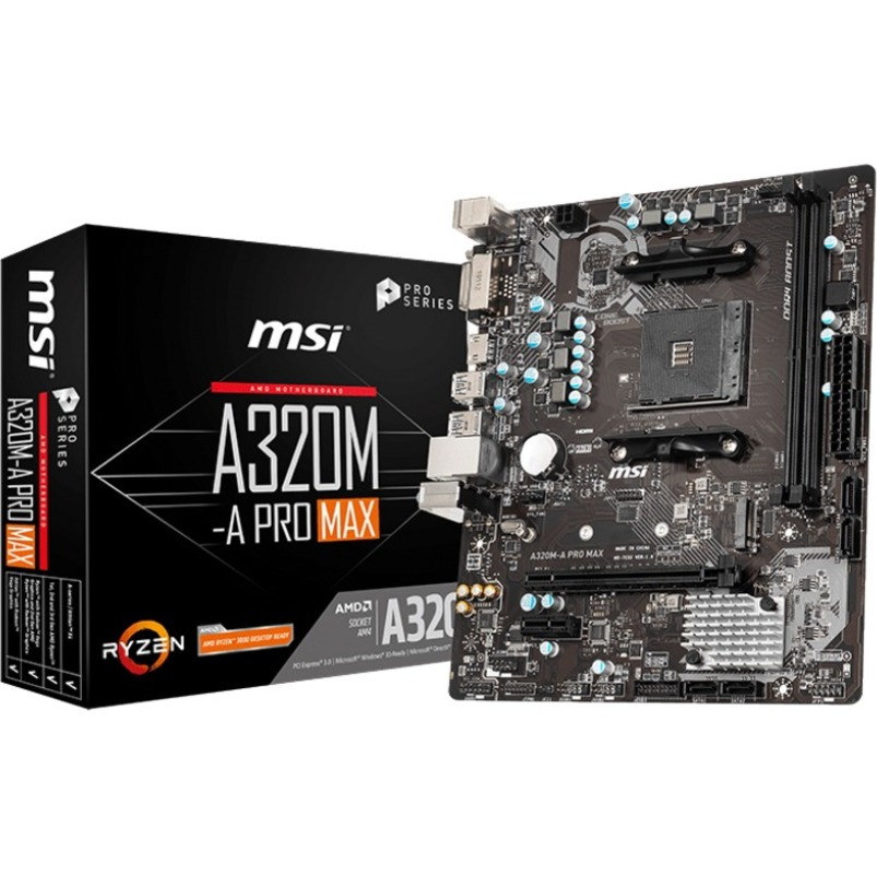 MSI A320M-A Pro Max Desktop Motherboard - Amd A320 Chipset - Socket Am4 - Micro Atx - A320Mapmax