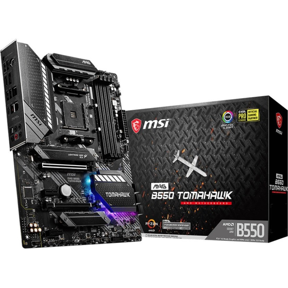 MSI Mag B550 Tomahawk Desktop Motherboard - Amd B550 Chipset - Socket Am4 - Atx - 128 Gb Ddr4 Sdram Maximum Ram - Dimm, Udimm - 4 X Memory Slots - Gigabit Ethernet - Hdmi - Displayport - 6 X Sata Interfaces - B550Tmhwk