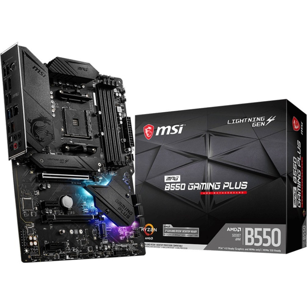MSI Mpg B550 Gaming Plus Desktop Motherboard - Amd B550 Chipset - Socket Am4 - Atx - 128 Gb Ddr4 Sdram Maximum Ram - Dimm, Udimm - 4 X Memory Slots - Gigabit Ethernet - Hdmi - Displayport - 6 X Sata Interfaces - B550Gplus