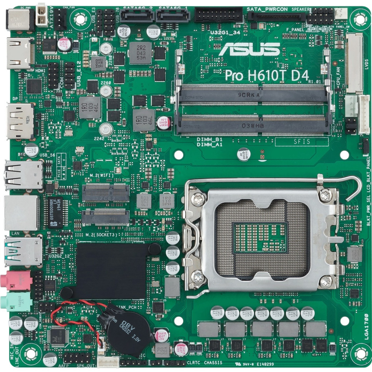 Asus H610T D4-CSM Desktop Motherboard - Intel H610 Chipset - Socket LGA-1700 - Intel Optane Memory Ready - Mini ITX - PRO H610T D4-CSM