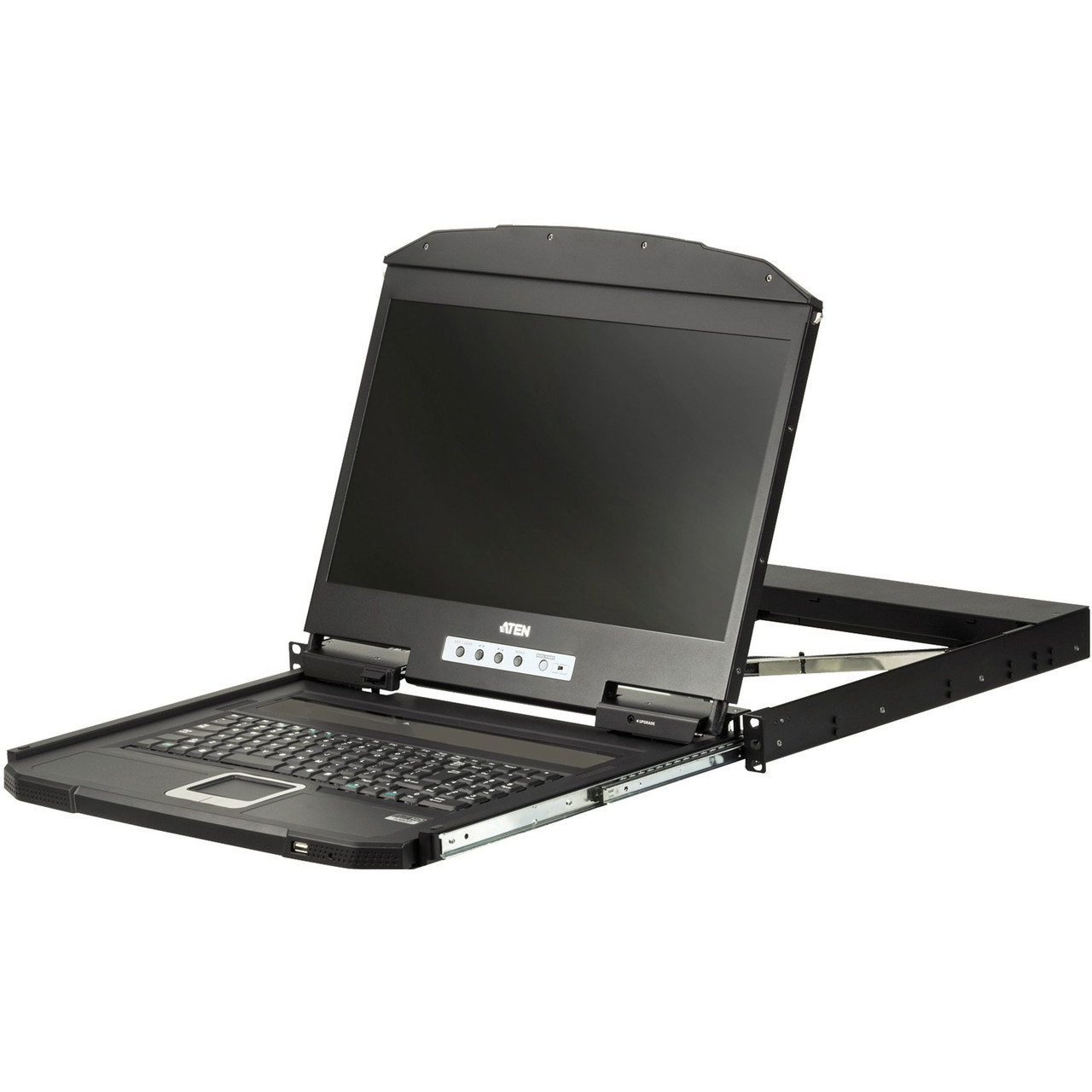 Aten 1U Ultra Short Depth Single Rail WideScreen LCD Console (USB / HDMI)-TAA Compliant - 1 Computer(s) - 18.5" LED - Full HD - 1920 x 1080 - 4 x USB - 2 x HDMI - Keyboard - TouchPad - 120 V AC, 230 V AC Input Voltage - CL3700NW - CL3700NWCL3700NW