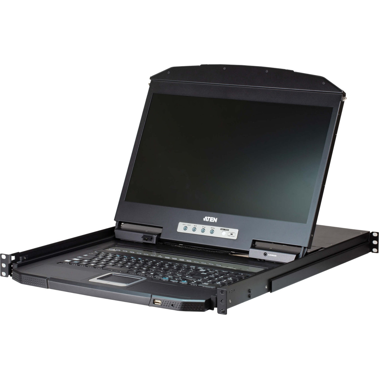 Aten SOHO CL3108 LCD Rack Console - 128 Computer(s) - 18.5" LCD - HD - 1366 x 768PS/2 Port - 1 x USB - 8 x VGA - Keyboard - TouchPad - 120 V AC, 230 V AC Input Voltage - 1U High - Metal, Plastic - CL3108NX