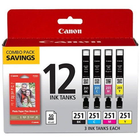 Canon Original Inkjet Ink Cartridge - Cyan, Magenta, Yellow, Black - 12 / Pack - Inkjet - 12 / Pack- 6513B010