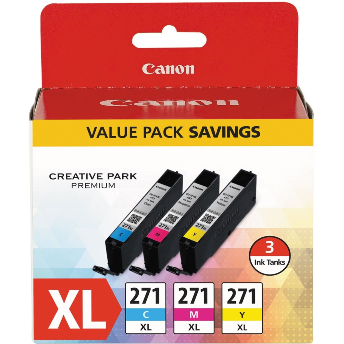 Canon CLI-271 Original Inkjet Ink Cartridge - Tri-pack - Cyan, Magenta, Yellow Pack - Inkjet - 0337C005