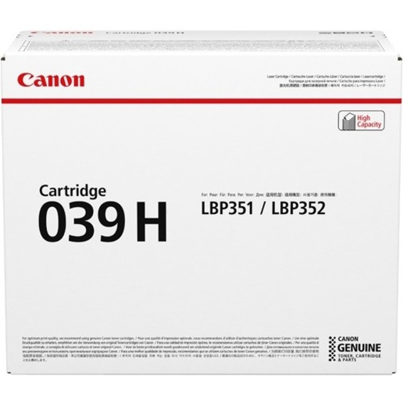 Canon 039H Original High Yield Laser Toner Cartridge - Black - 1 Pack - 25000 Pages - 0288C001