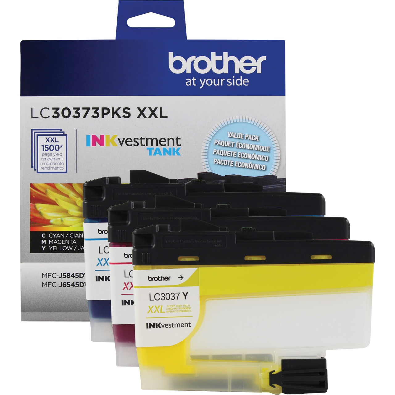 Brother Genuine LC30373PKS 3-Pack Super High-yield INKvestment Tank Cartridges; includes 1 cartridge each of Cyan, Magenta & Yellow - Inkjet - Super High Yield - 1500 Pages - 3 Pack - LC30373PKS
