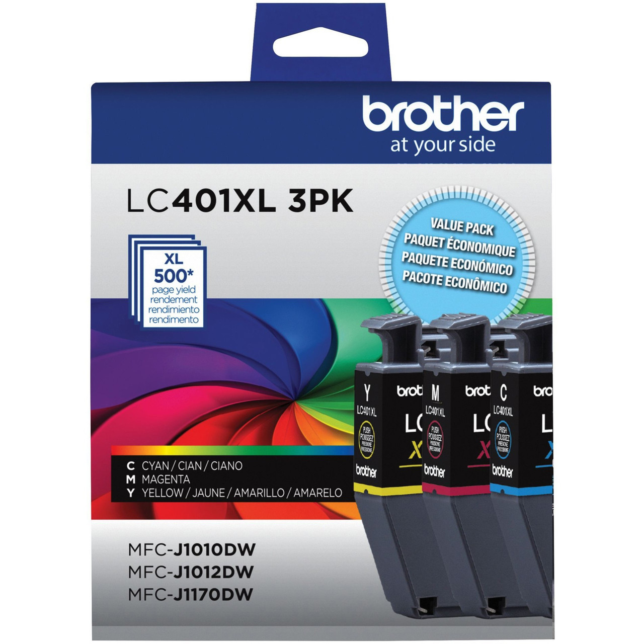 Brother LC401XL3PKS Original Ink Cartridge - CMY - Inkjet - High Yield - 500 Pages - 3 Pack - LC401XL3PKS