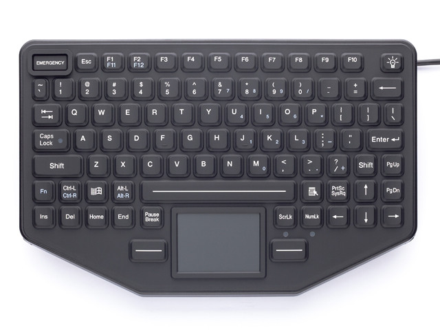 Panasonic Ikey Sl-86-911-Tp-Usb Keyboard - Cable Connectivity - Usb Interface Emergency Hot Key(S) - Qwerty Layout - Notebook, Computer - Touchpad - Pc - Black Mnt Holes Blk 12 Function Keys - SL-86-911-TP-USB-P