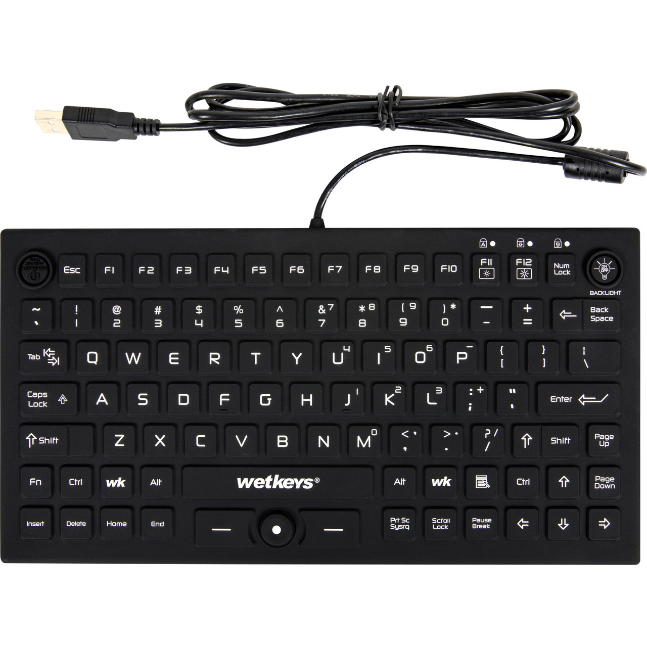 Wetkeys Waterproof Pro-grade Mid-size Keyboard w/ Pointing Device (USB) (Black) - KBWKRC89PB-BK