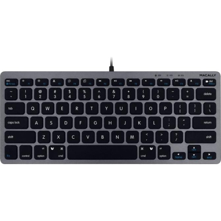 Macally Compact Space Gray USB Wired Keyboard For Mac and PC - SLIMKEYCSG