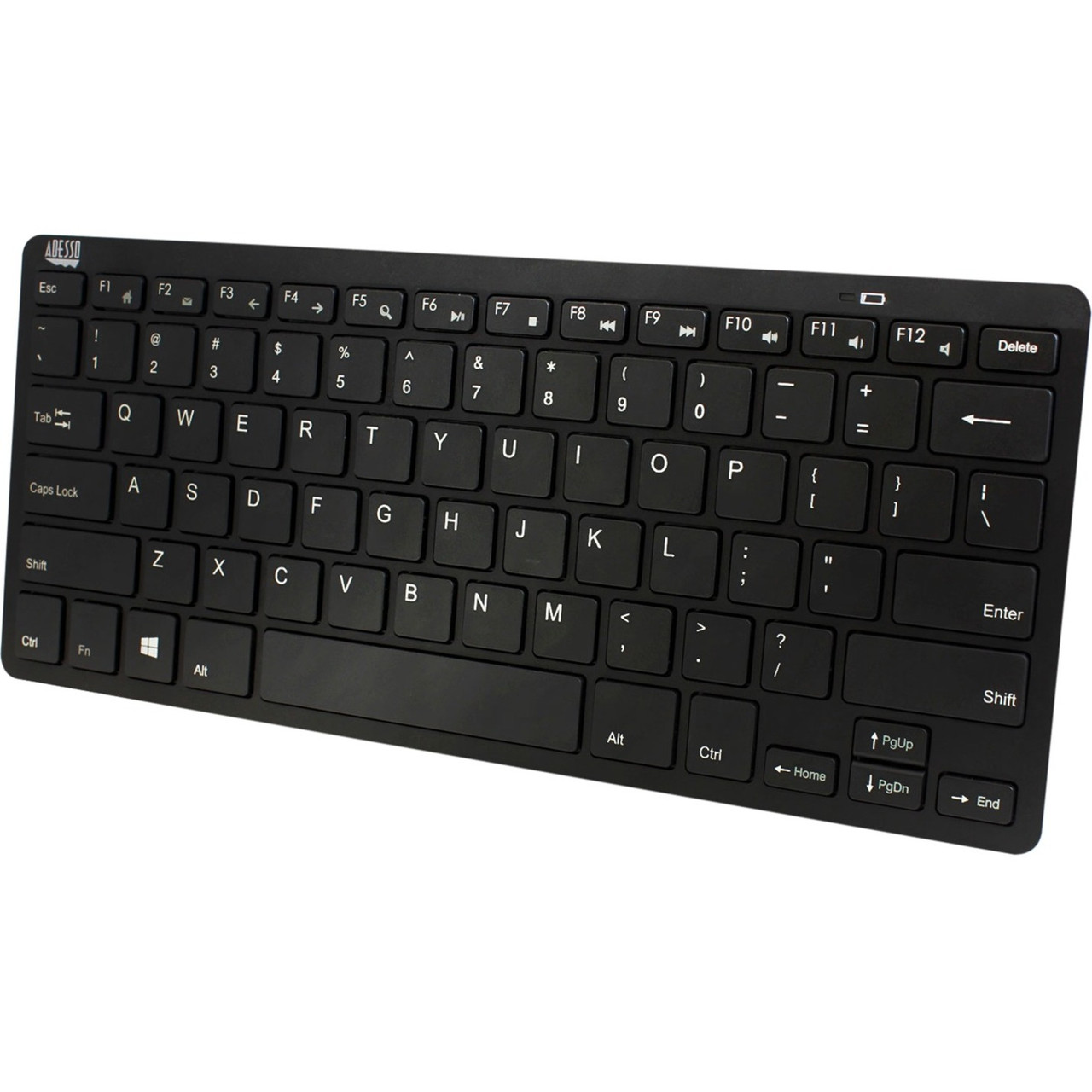 Adesso Bluetooth Wireless SlimTouch Mini Keyboard - Wireless Connectivity - Bluetooth - 30 ft - USB Interface - 78 Key - English (US) - QWERTY Layout - WKB-1100BB