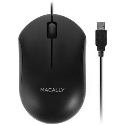 Macally Black 3 Button Optical USB Wired Mouse for Mac and PC (QMOUSEB) - QMOUSEB