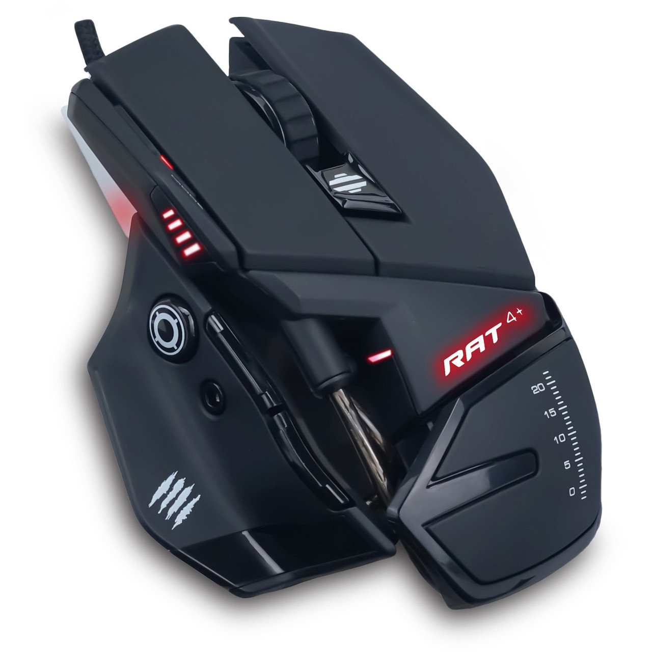 Mad Catz The Authentic R.A.T. 4+ Optical Gaming Mouse - PixArt PMW3330 - Cable - Black - 1 Pack - USB 2.0 - 7200 dpi - 9 Button(s) - MR03MCAMBL00