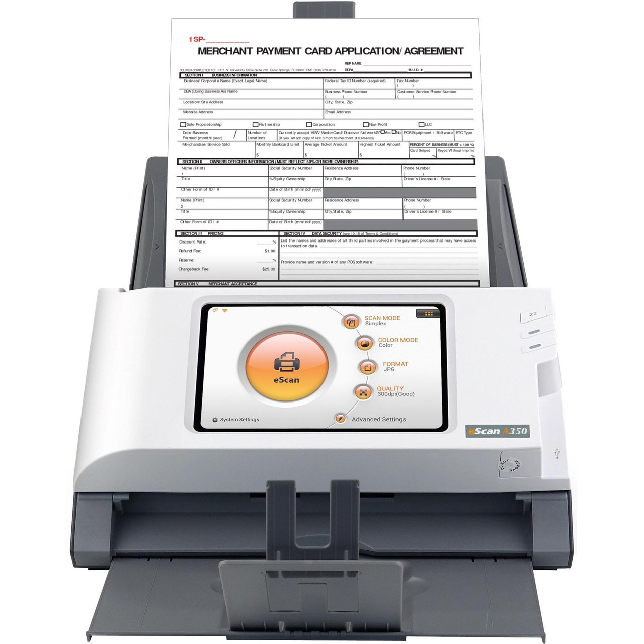 Plustek Sheetfed Scanner - PC Free Scanning 25 PPM Wifi/Ethernet - ESCAN-A350SP