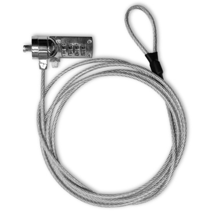 4XEM Laptop Combination Lock- 6FT - Resettable - 4-digit - Silver - Vinyl Coated Steel, Steel - 6 ft - For Notebook - 4XLAPLOCK6