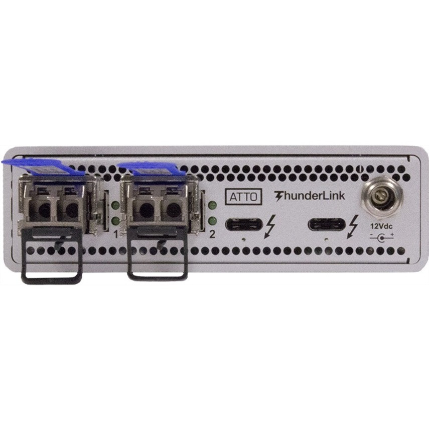 Atto 40Gb/s Thunderbolt 3 (2-port) to 10GbE (2-Port) ( includes SFPs ) - Thunderbolt 3 - 40 Gbit/s, 10 Gbit/s - 2 x Total Fibre Channel Port(s) - 2 x LC Port(s) - 2 x Total Expansion Slot(s) - SFP+ - External SFP+ LC INTERFACE SFP+,