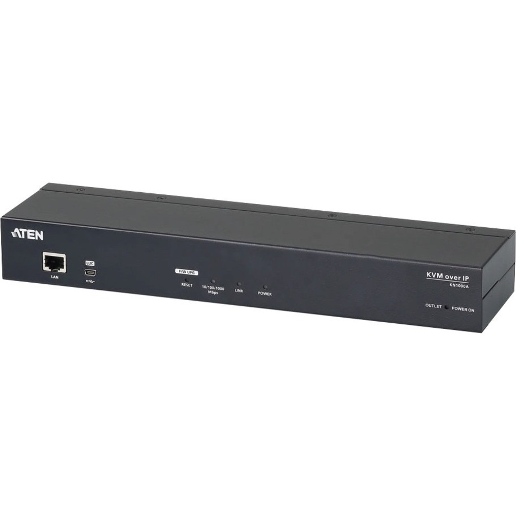 Aten KN1000A Single Port KVM over IP Switch-TAA Compliant - 1 Computer(s) - 1 Local User(s) - 1 Remote User(s) - 1920 x 1200 - 1 x Network (RJ-45) - 1 x USB - Management Port- KN1000A