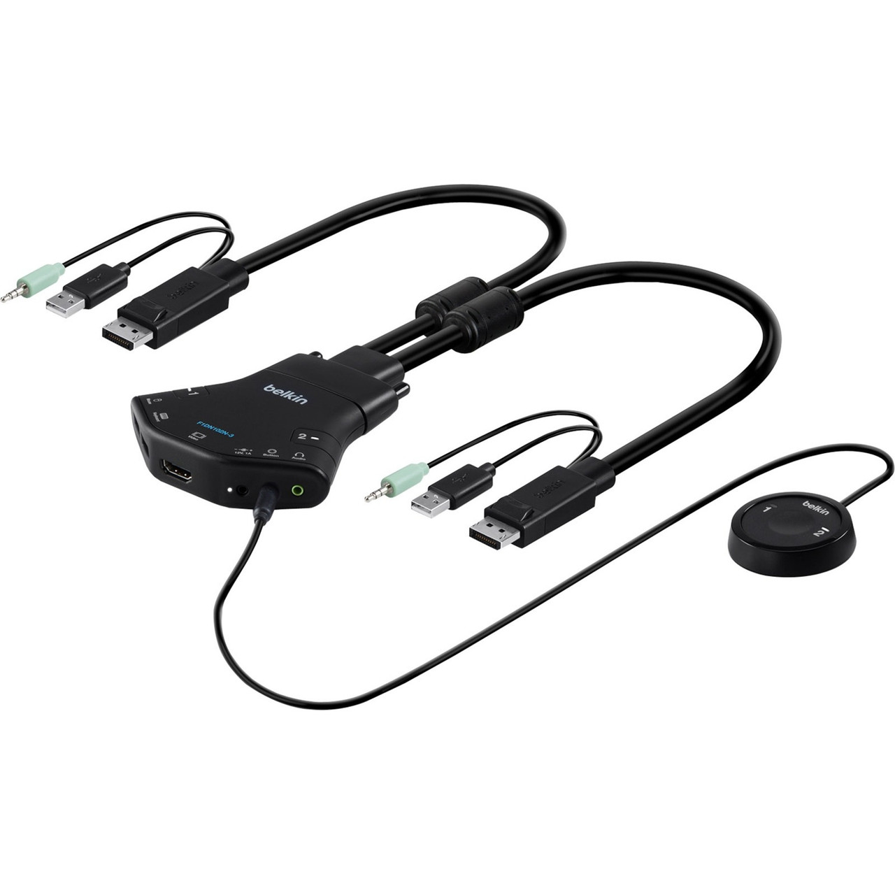 Belkin Secure 2-port Flip DP KVM with Audio, PP 3.0. - F1DN102N-3