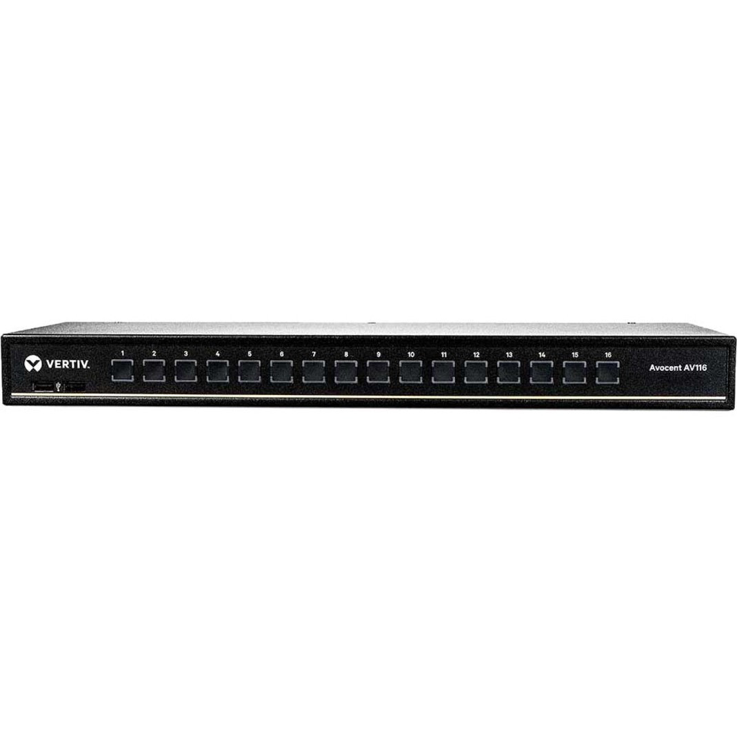 Avocent AV116 16-Port Single-User Analog KVM Switch - 16-port rackmount or desktop single-user KVM switch with OSD- AV116-400