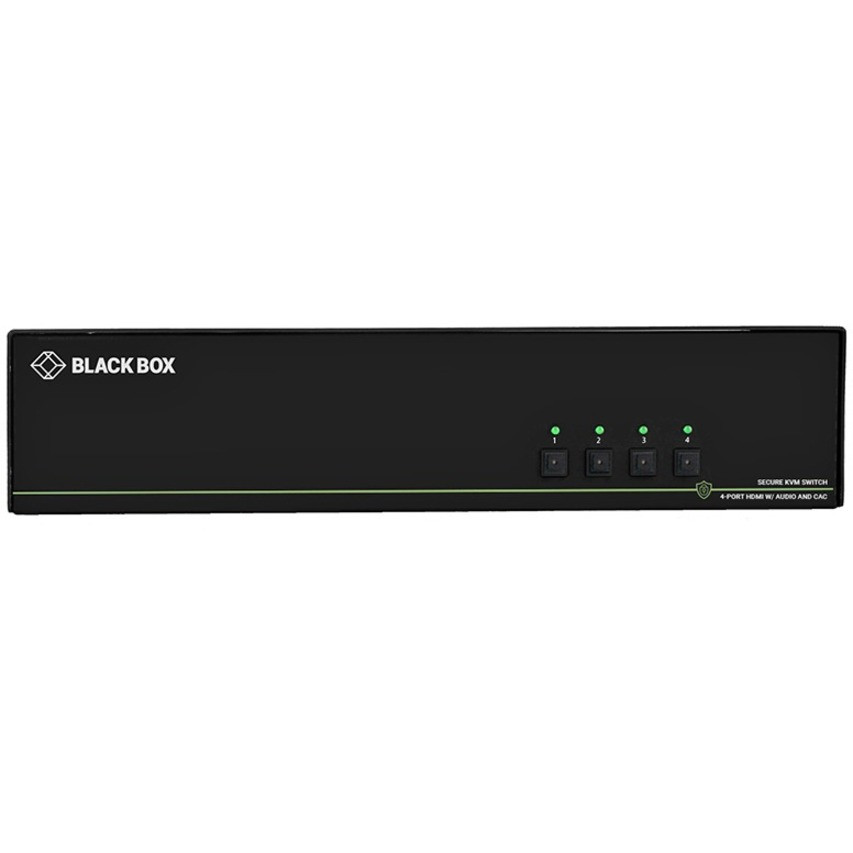 Blackbox Secure KVM Switch, DisplayPort, 4-Port, CAC, NIAP 3.0 (Quad Head) - 4 Computer(s) - 1 Local User(s) - 3840 x 2160 - 10 x USB - 20 x DisplayPort - TAA Compliant - SS4P-QH-DP-UCAC