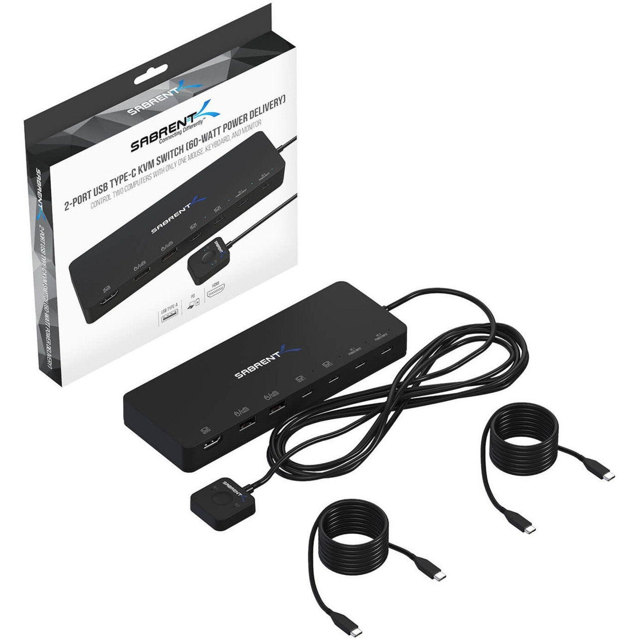 Sabrent 2-Port USB Type-C KVM Switch (with PD 3.0) - USB-KCPD