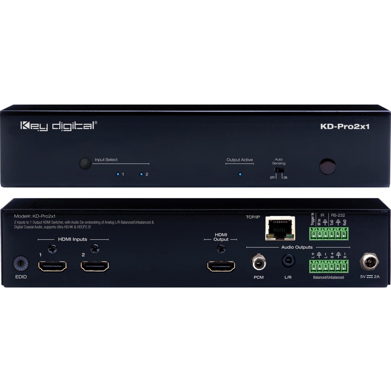 Key Digital Audio/Video Switchbox - KD-PRO2X1