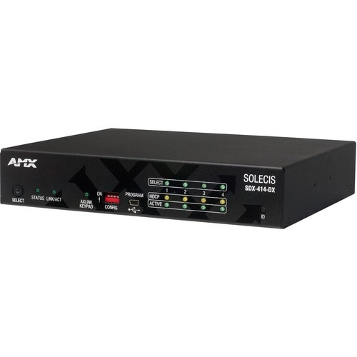 AMX Solecis 4x1 4K HDMI Digital Switcher with DXLink Output - 4096 x 2160 - 4K - Twisted Pair - 4 x 1 - Display - 1 x HDMI Out - FG1010-314