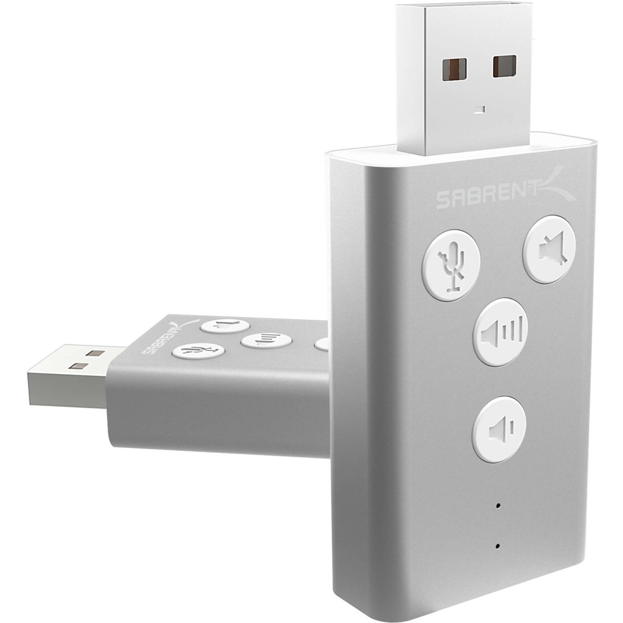 Sabrent Usb Audio Sound Adapter - External - Usb 2.0 - 1 X Number Of Microphone Ports - 1 X Number Of Headphone Ports W/ Buttons Silver - AU-DDAS-PK100