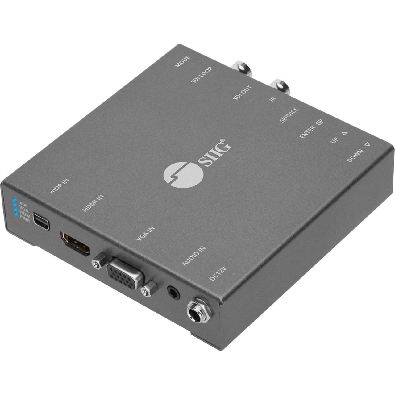 SIIG 1080p Multiple Video to SDI Scaler Converter - Functions: Video Scaling, Signal Conversion, Audio Embedding - 1920 x 1080 - VGA - SDI - USB - Audio Line In - CE-H24J11-S1