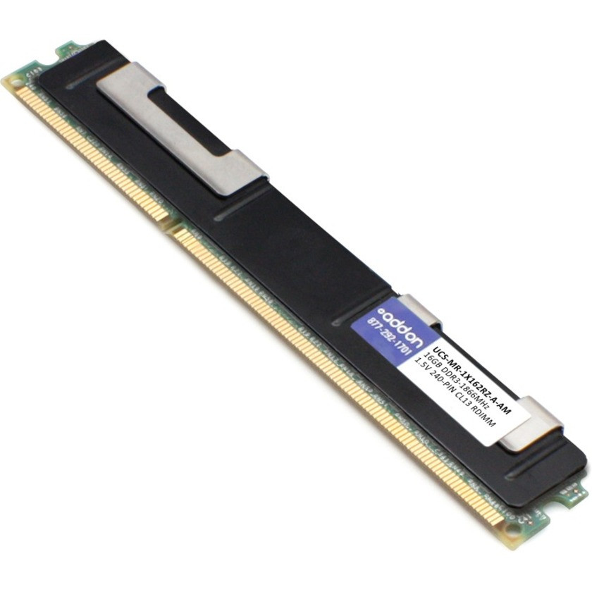AddOn AM1866D3DR4RN/16G x1 Cisco UCS-MR-1X162RZ-A Compatible Factory Original 16GB DDR3-1866MHz Registered ECC Dual Rank x4 1.5V 240-pin CL13 RDIMM - 100% compatible and guaranteed to work 16GB DDR3-1866MHZ ECC DRX4 RDIMM - UCS-MR-1X162RZ-A-AM
