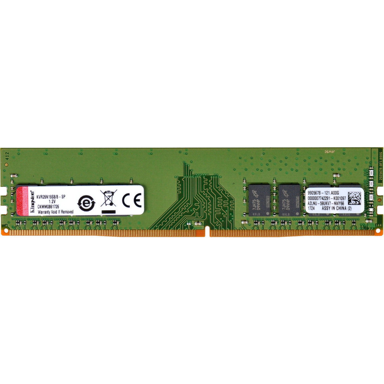 Kingston ValueRAM 8GB DDR4 SDRAM Memory Module - 8 GB (1 x 8GB) - DDR4-2666/PC4-21300 DDR4 SDRAM - 2666 MHz - CL19 - 1.20 V - Non-ECC - Unbuffered - 288-pin - DIMM - KVR26N19S8/8