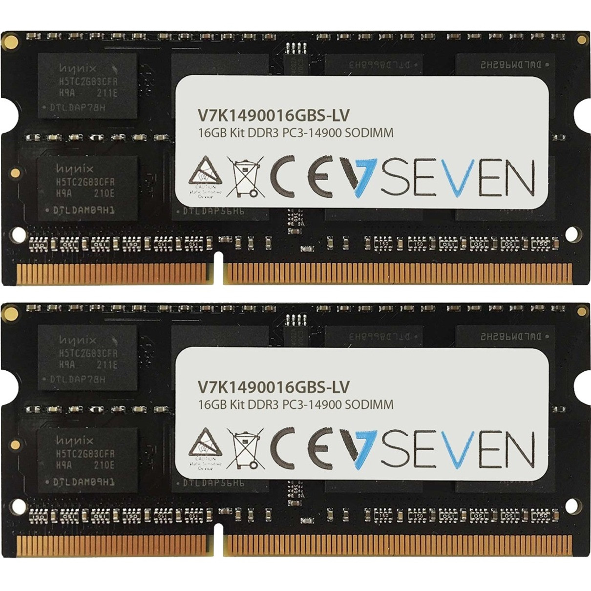 V7 16GB (2 x 8GB) DDR3L SDRAM Memory Kit - 16 GB (2 x 8GB) - DDR3L-1866/PC3-14900 DDR3L SDRAM - 1866 MHz - CL13 - 1.35 V - 204-pin - SoDIMM - V7K1490016GBS-LV