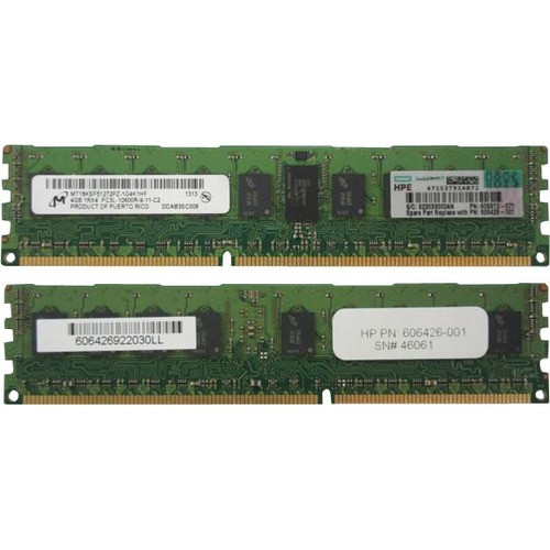 HPE 4GB DDR3 SDRAM Memory Module - For Server - 4 GB (1 x 4GB) - DDR3-1333/PC3-10600 DDR3 SDRAM - 1333 MHz - CL9 - 1.35 V - ECC - Registered - 240-pin - DIMM - 606426-001