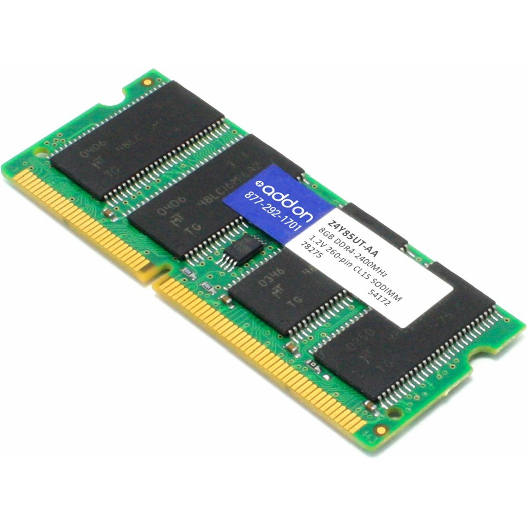 AddOn 8GB DDR4 SDRAM Memory Module - 8 GB (1 x 8GB) - DDR4-2400/PC4-19200 DDR4 SDRAM - 2400 MHz - CL15 - 1.20 V - Non-ECC - Unbuffered - 260-pin - SoDIMM - Lifetime Warranty - Z4Y85UT-AA