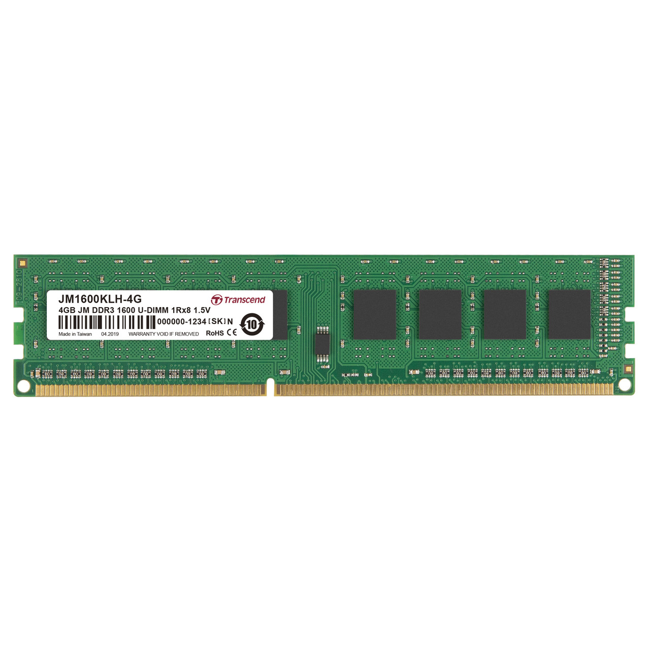 Transcend 4GB DDR3 SDRAM Memory Module - For Workstation - 4 GB (1 x 4GB) DDR3 SDRAM - 1333 MHz - 1.50 V - ECC - Unbuffered - DIMM - TS4GJMA343N