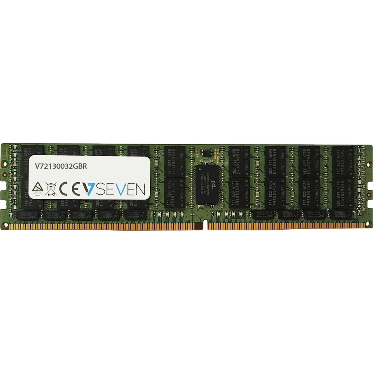 V7 32GB DDR4 SDRAM Memory Module - For Server - 32 GB - DDR4-2666/PC4-21300 DDR4 SDRAM - 2666 MHz Dual-rank Memory - CL19 - 1.20 V - ECC - Registered, Buffered - 288-pin - DIMM - V72130032GBR