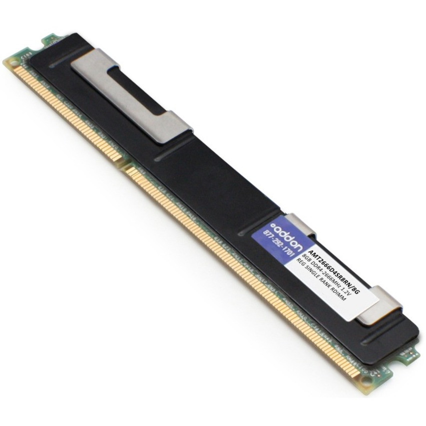 AddOn 8GB DDR4 SDRAM Memory Module - For Computer, Server - 8 GB (1 x 8GB) - DDR4-2666/PC4-21300 DDR4 SDRAM - 2666 MHz - CL17 - 1.20 V - TAA Compliant - ECC - Registered - 288-pin - DIMM - Lifetime Warranty - AMT2666D4SR8RN/8G